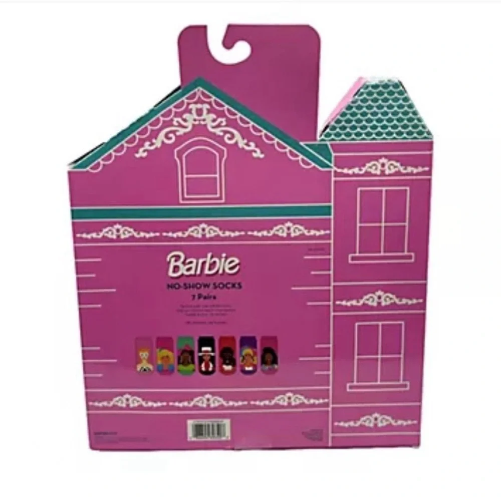 NIB Barbie no show socks 7 pairs in a dream house box